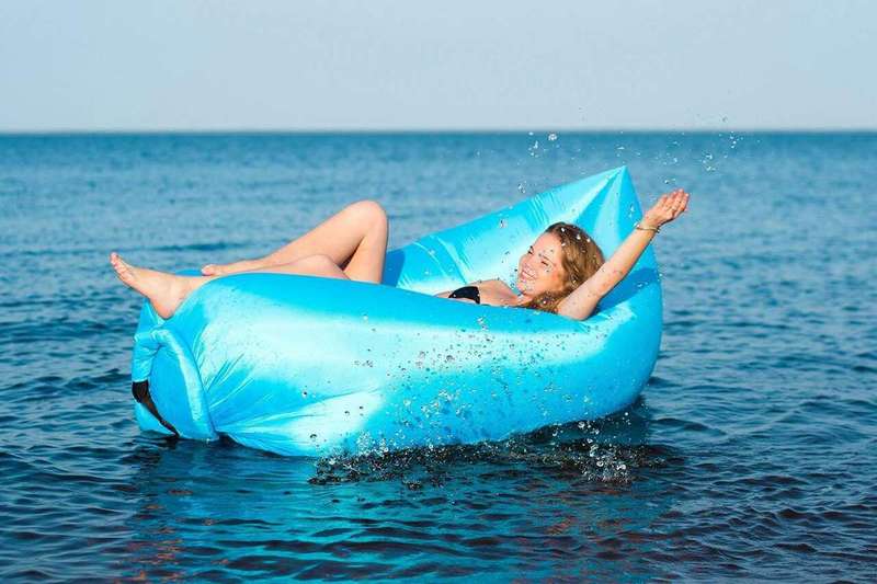 Inflatable Nylon Air Lounger with Carry Bag