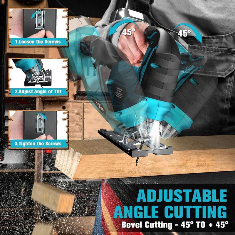 Powerful Brushless Cordless Handheld Jig Saw With Two Lithium Battery