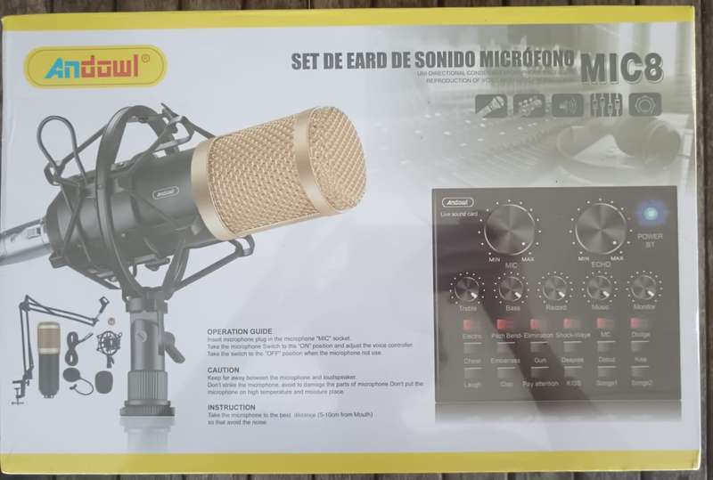 ANDOWL Audio Card Mic8 Microphone Sound Card Set
