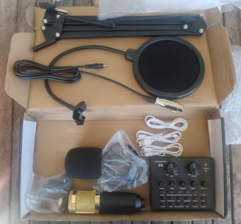 Professional Studio Recording Microphone Kit With V8 Sound Card