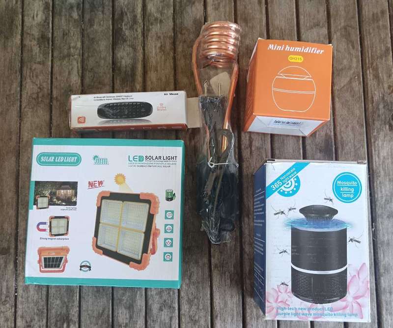 Brand New Lot of Gadgets from Solar LED lights to Air Mouse to Water Heater