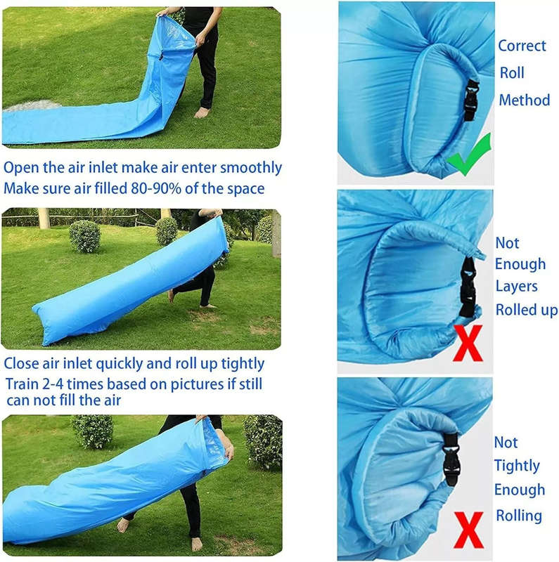 Inflatable Nylon Air Lounger with Carry Bag