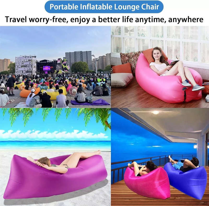 Inflatable Nylon Air Lounger with Carry Bag