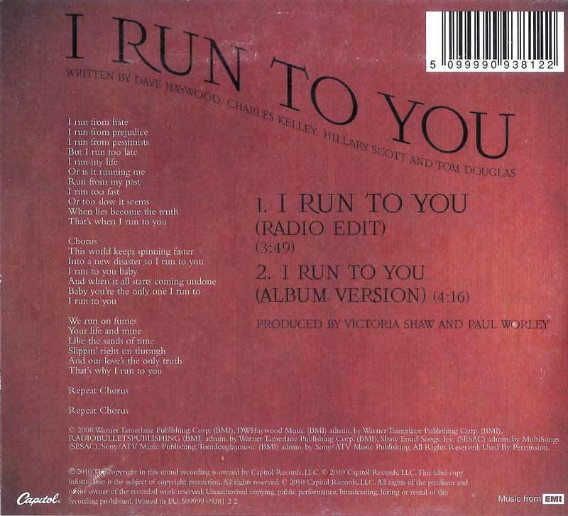 Lady Antebellum - I Run To You (CD, Single, Promo, Car)