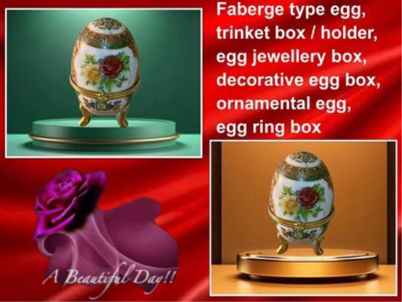 Faberge type porcelain egg trinket or jewellery box