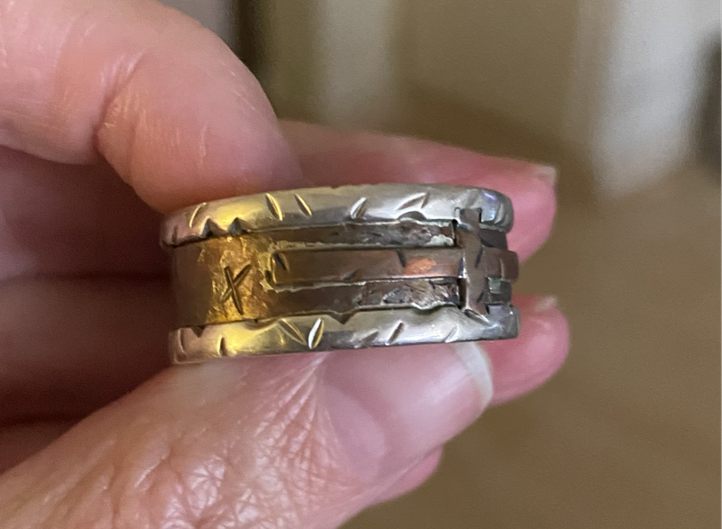 925 silver handmade Celtic mens ring with various metal accents