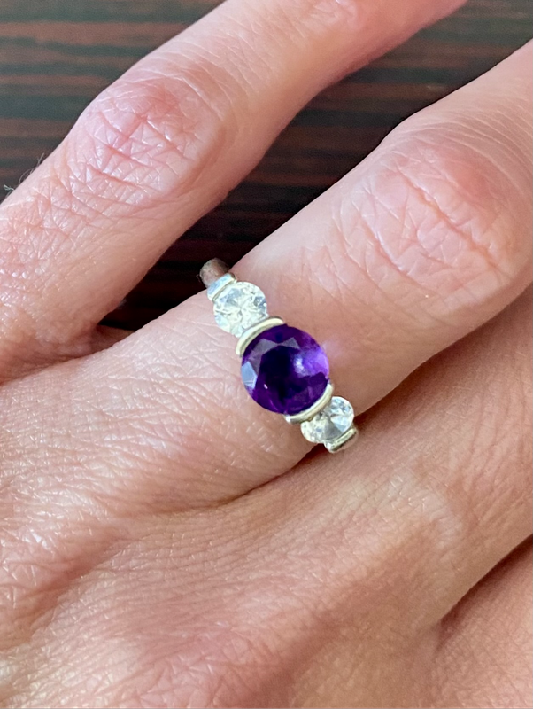 Deep purple amethyst trilogy promise ring