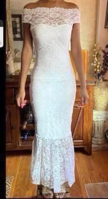 Imported white off the shoulder mermaid dress