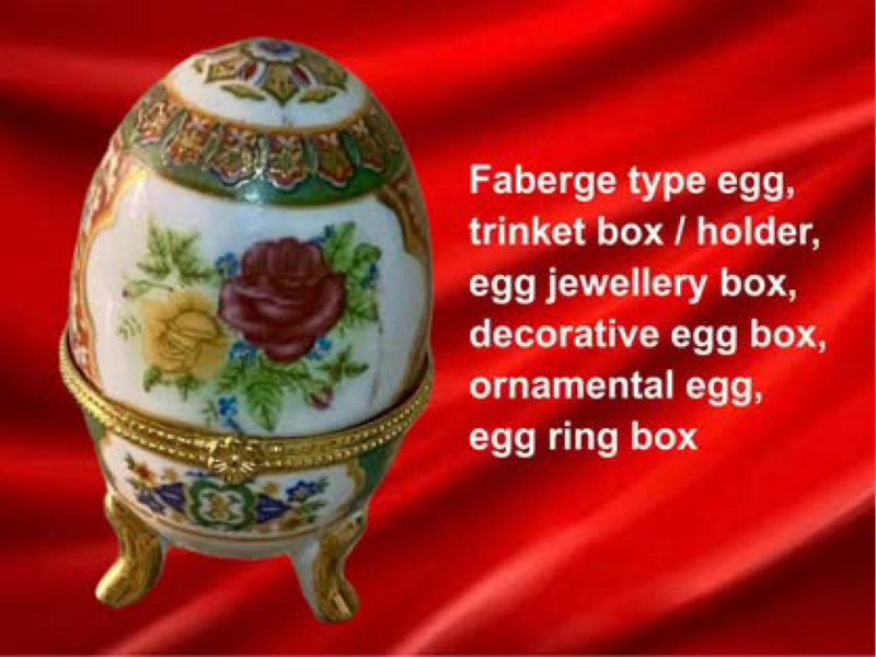 Faberge type porcelain egg trinket or jewellery box