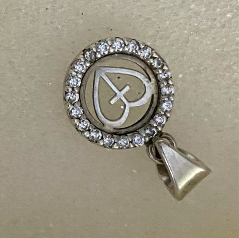 Beautiful custom made cross in heart silver pendant