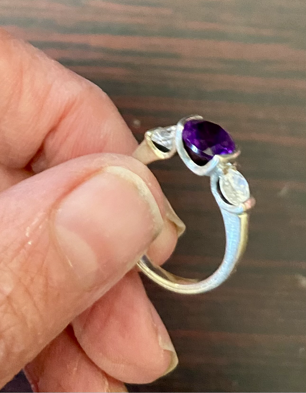 Deep purple amethyst trilogy promise ring