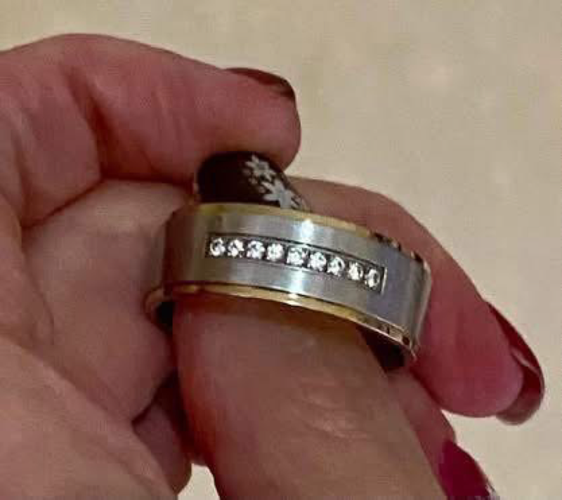 icon brand tungsten stainless steel brushed silver finish ring.