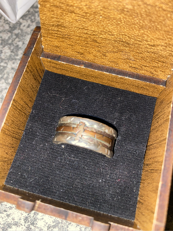 925 silver handmade Celtic mens ring with various metal accents