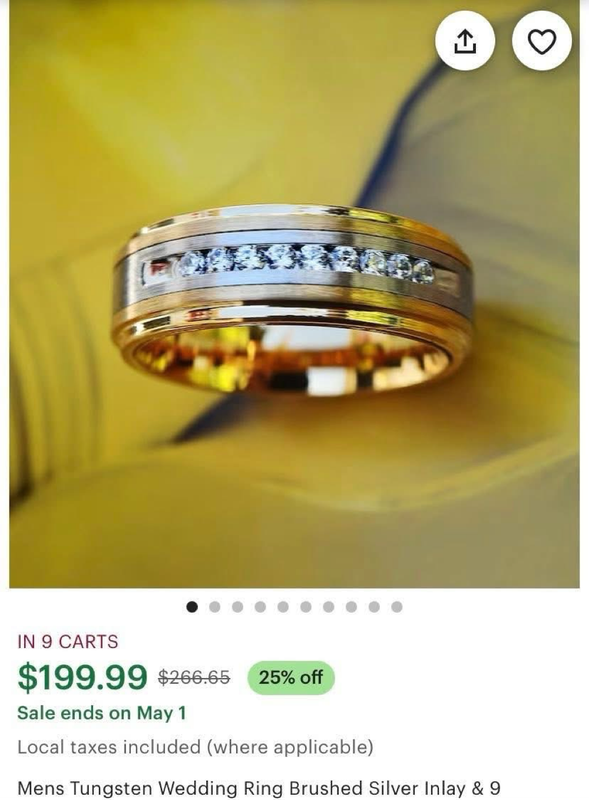 icon brand tungsten stainless steel brushed silver finish ring.