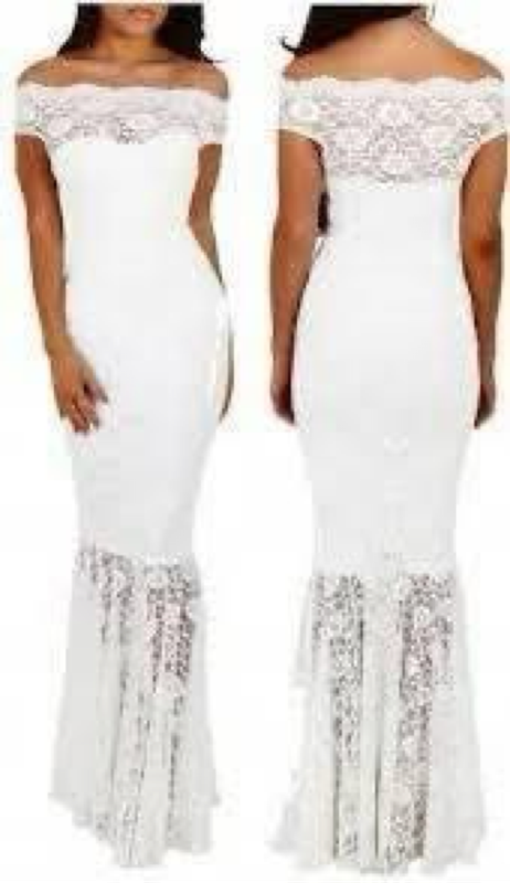 Imported white off the shoulder mermaid dress