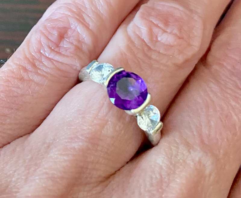 Deep purple amethyst trilogy promise ring