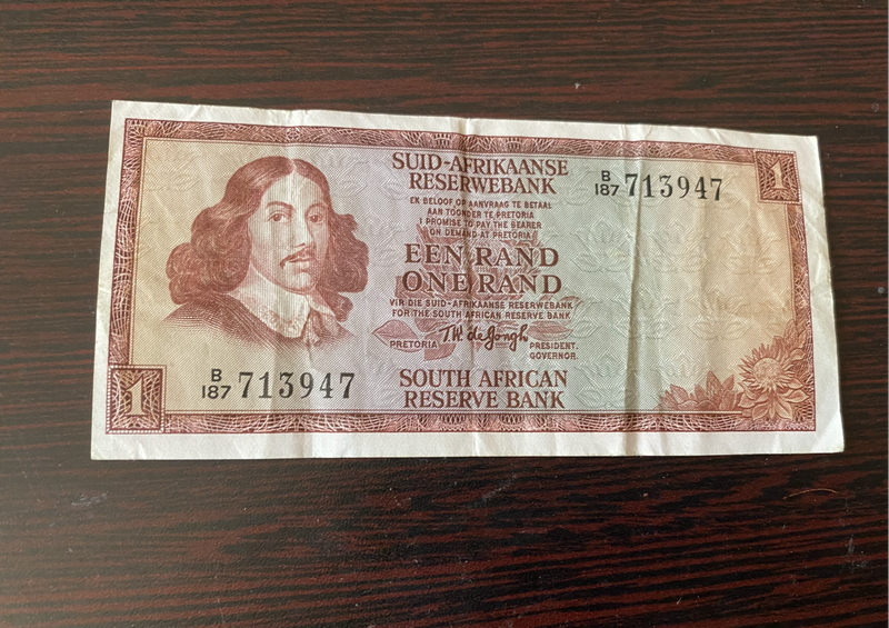 South African vintage one rand note