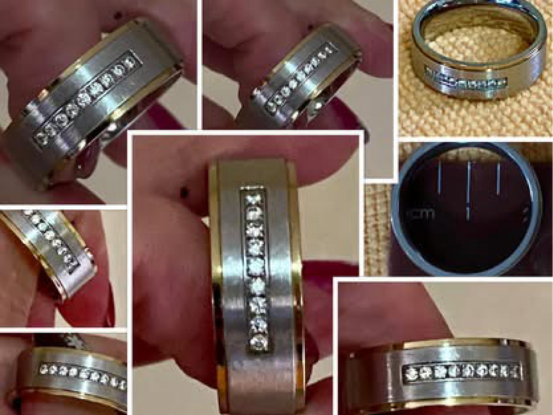 icon brand tungsten stainless steel brushed silver finish ring.