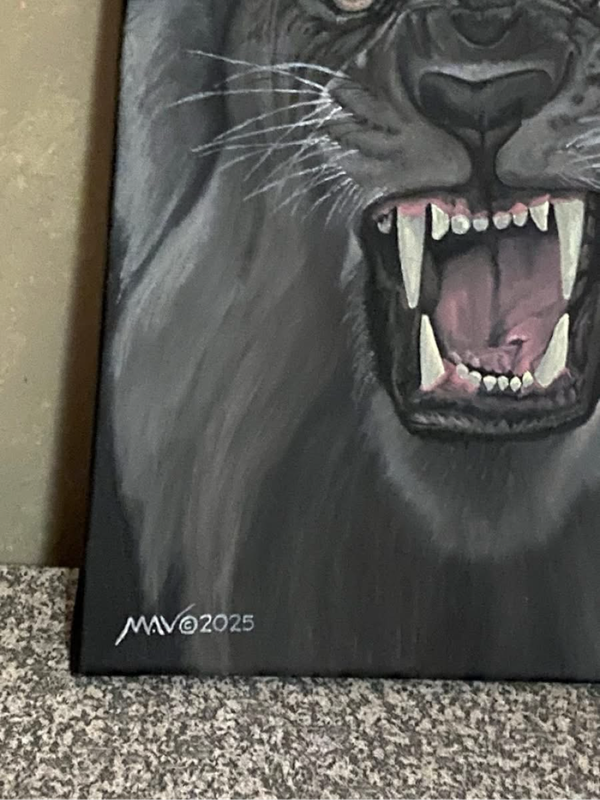 Original oil on canvas painting When the lion roars