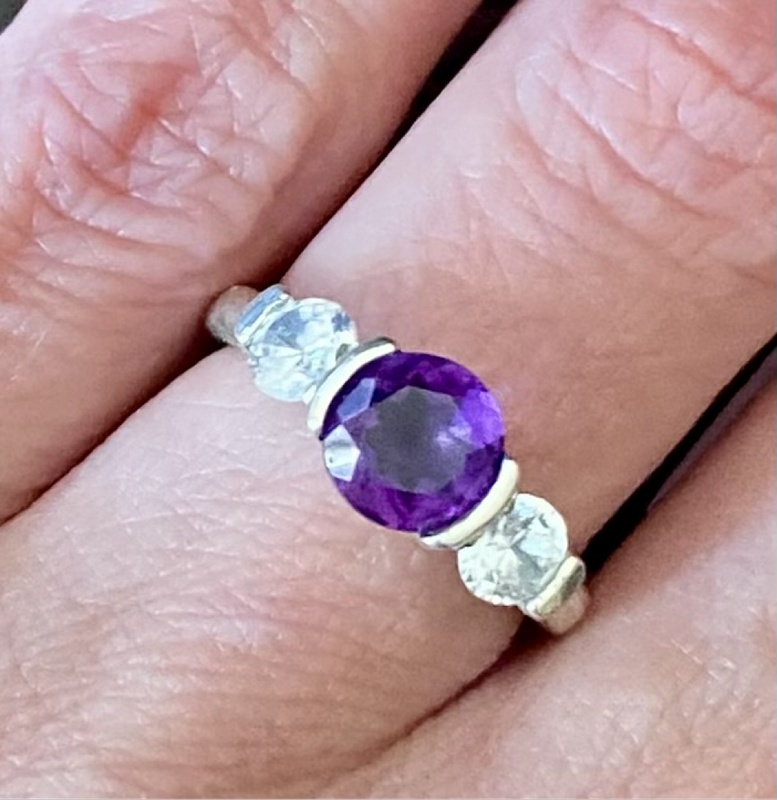 Deep purple amethyst trilogy promise ring