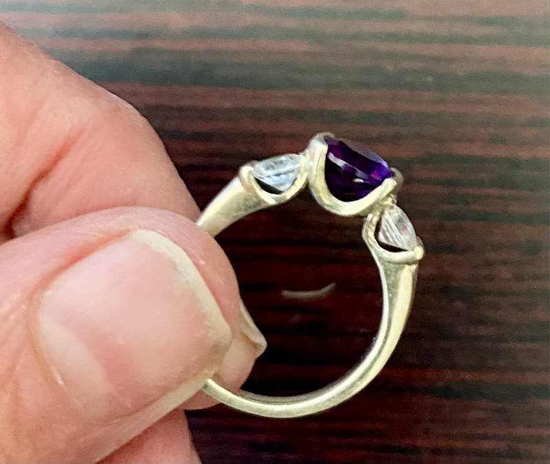 Deep purple amethyst trilogy promise ring