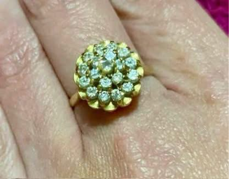 19 Diamond vintage cluster ring in 18ct gold
