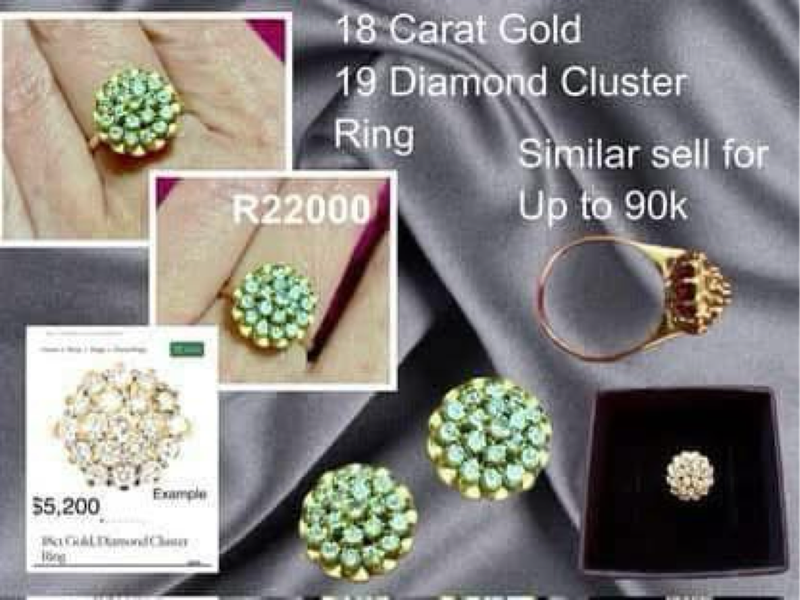 19 Diamond vintage cluster ring in 18ct gold