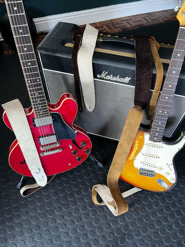 Guitar straps suede leather, super soft and comfy, made in RSA.