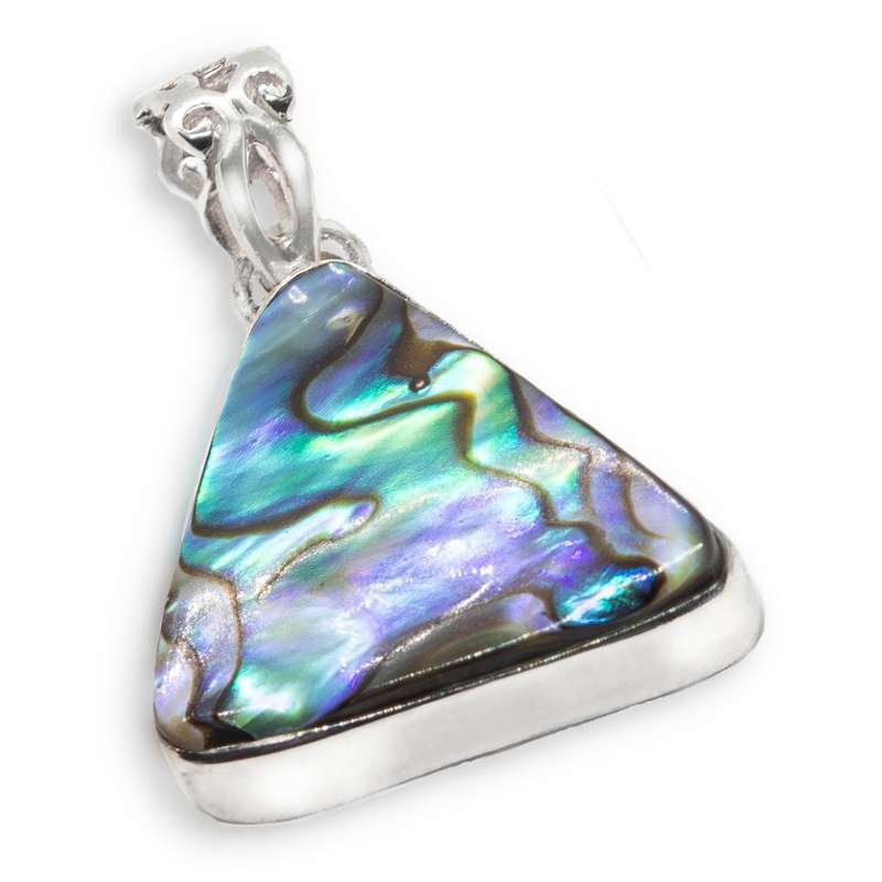 Natural New Zealand Abalone Shell set in Solid 925 Sterling Silver Pendant and Free Chain