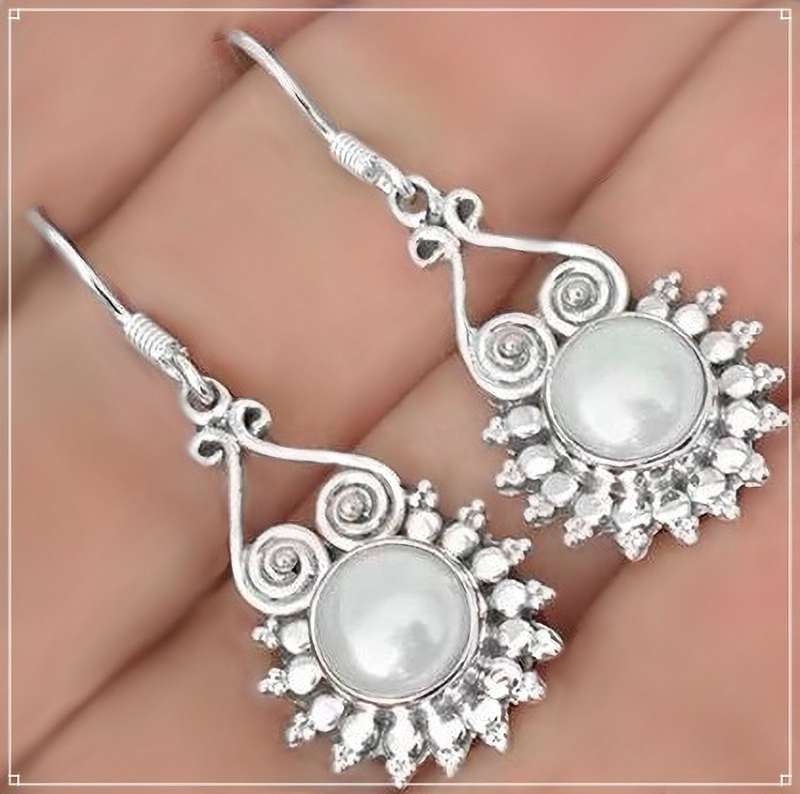 11.64 cts Natural White Pearl set in Solid .925 Sterling Silver Earrings