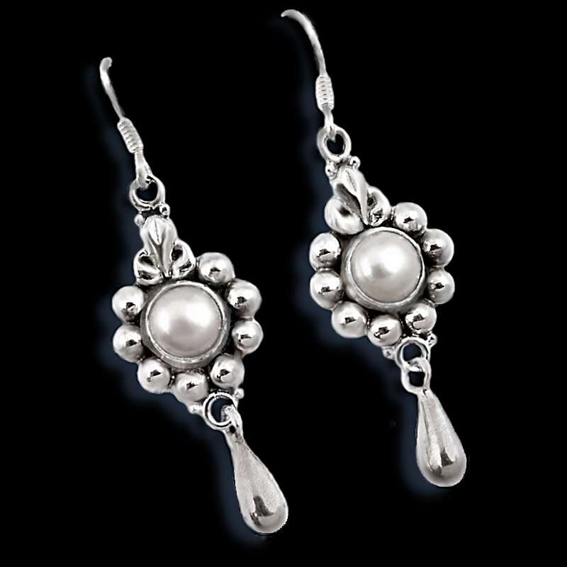 5.68 cts Natural White Pearl Solid .925 Sterling Silver Earrings