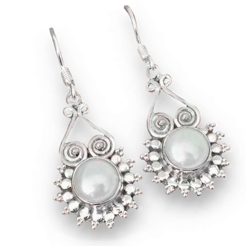 11.64 cts Natural White Pearl set in Solid .925 Sterling Silver Earrings