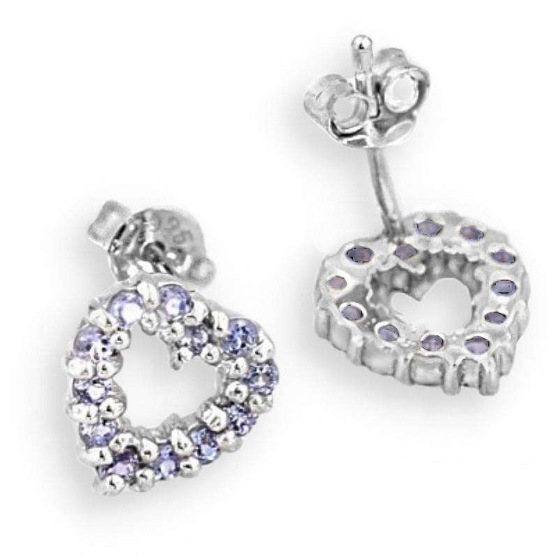 Dainty Natural Unheated Tanzanite Gemstones set in Solid Sterling .925 Silver 14K W/Gold Earrings