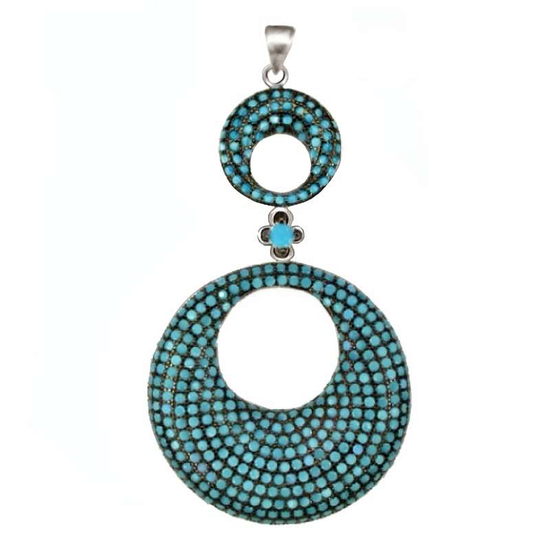 Exclusive Designer Piece Natural Turquoise Opal set in Solid .925 Sterling Silver 14K W/Gold Pendant
