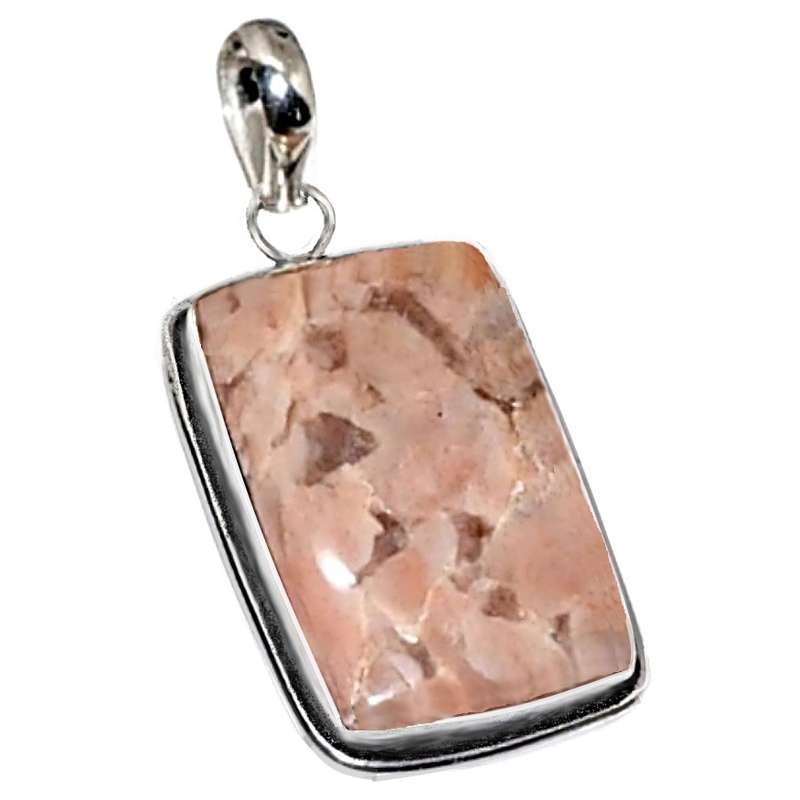 Natural Brown Jade Rectangle Gemstone .925 Sterling Silver Plated Handmade Pendant