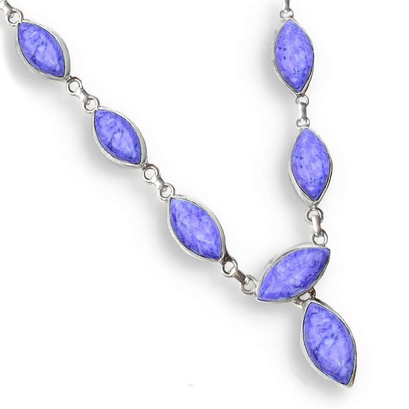 Lilac Mosaic Jasper Marquise Shape set in 925 Sterling Silver Plated Handmade Necklace and Earrings
