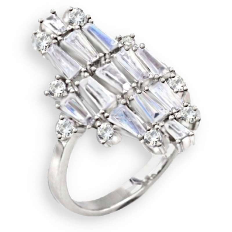 24.25 cts Rare Tapered Baguette AAA White Cubic Zirconia set in Solid .925 Silver Ring Size 8 or Q