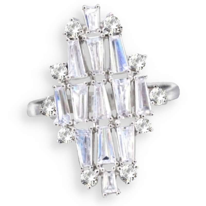 24.25 cts Rare Tapered Baguette AAA White Cubic Zirconia set in Solid .925 Silver Ring Size 8 or Q