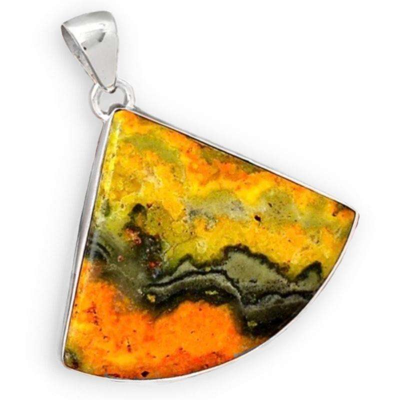 23.74 Cts Incredible Natural Indonesian Bumble Bee Jasper set in Solid .925 Sterling Silver Pendant