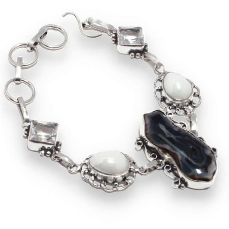 Natural Agate Geode Slice Gemstone with 925 Sterling Silver Plated Wire Handmade Pendant
