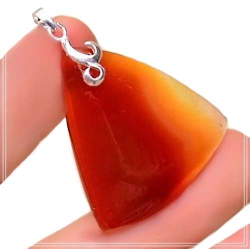 Natural Red Agate Gemstone set in Solid .925 Sterling Silver Pendant