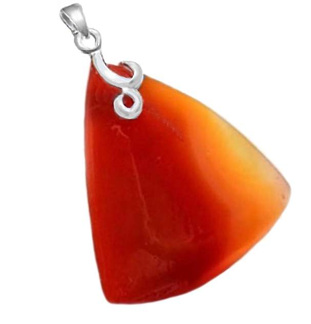 Natural Red Agate Gemstone set in Solid .925 Sterling Silver Pendant