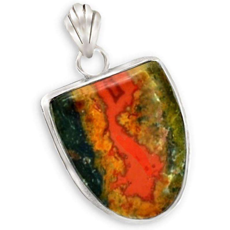 Natural Cady Mountain Agate set in Solid .925 Sterling Silver Pendant