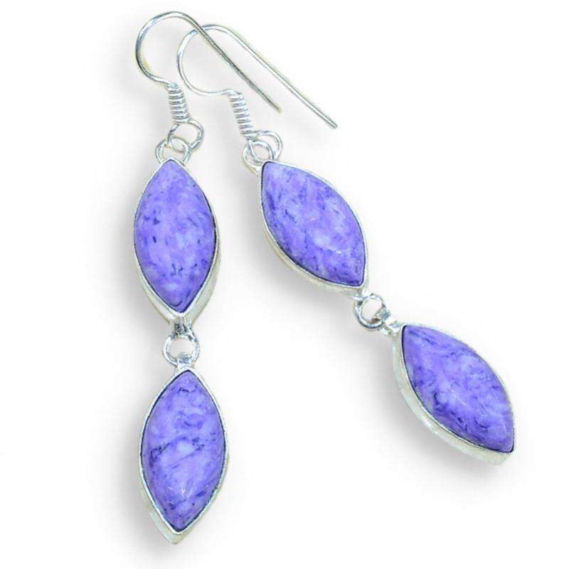 Lilac Mosaic Jasper Marquise Shape set in 925 Sterling Silver Plated Handmade Necklace and Earrings