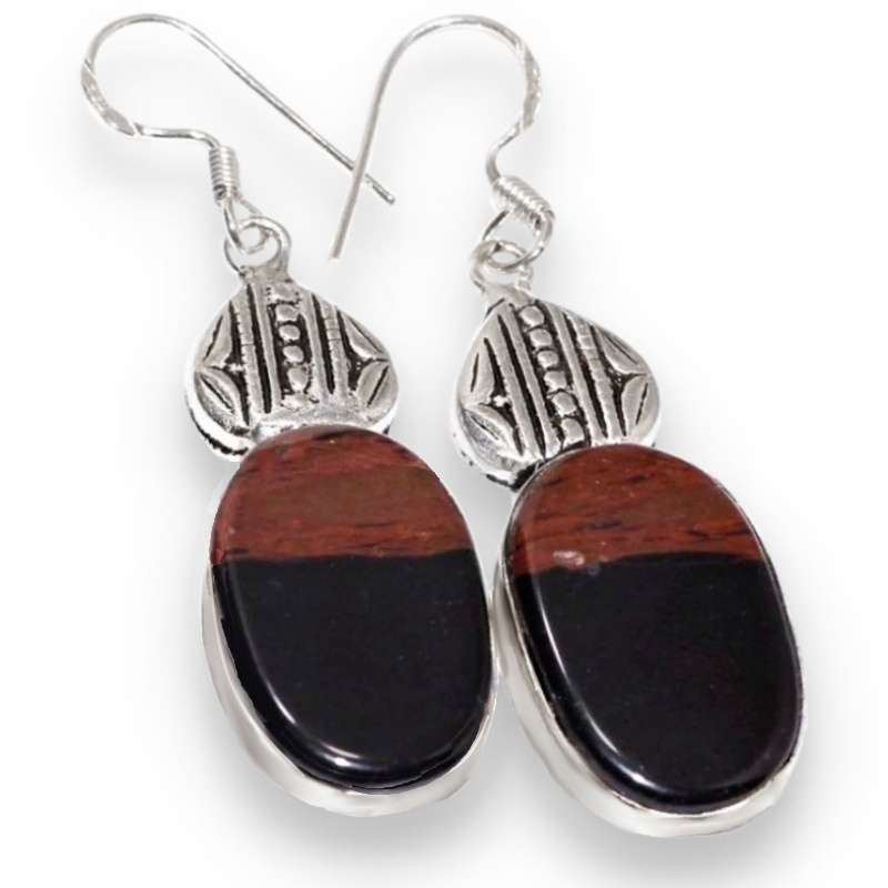 Natural Red Jasper Black Onyx, Green Onyx set in .925 Sterling Silver Plated Handmade Pendant