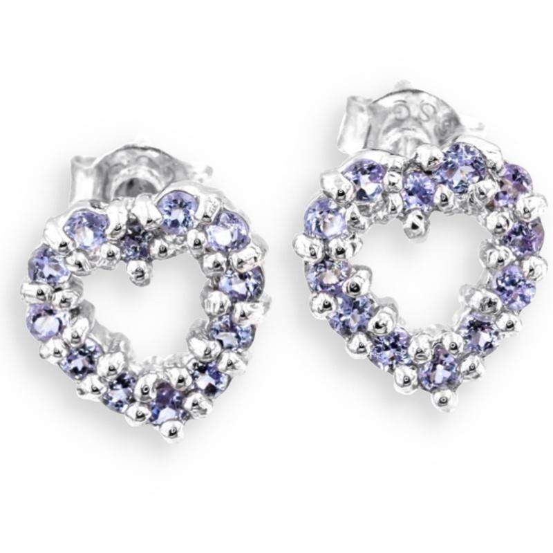 Dainty Natural Unheated Tanzanite Gemstones set in Solid Sterling .925 Silver 14K W/Gold Earrings