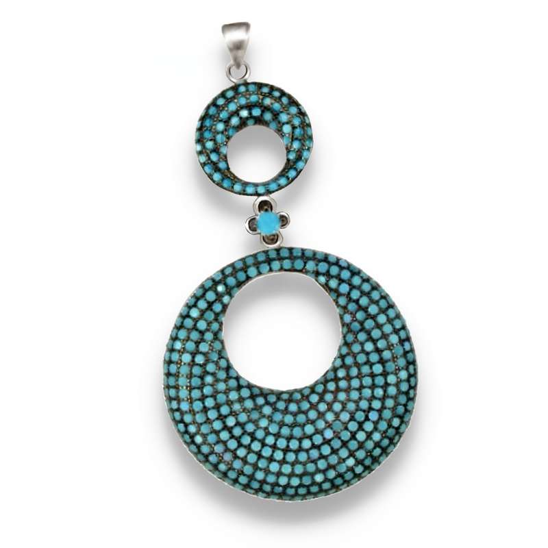 Exclusive Designer Piece Natural Turquoise Opal set in Solid .925 Sterling Silver 14K W/Gold Pendant