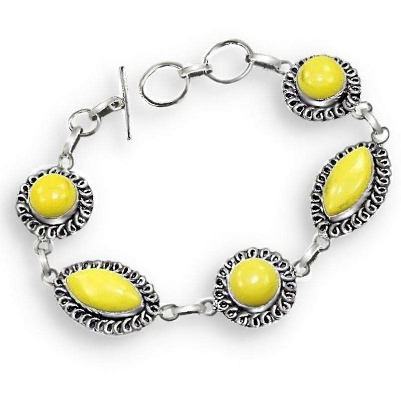 Yellow Agate Mixed Shape Gemstones set in  925 Sterling Silver Plated Handmade