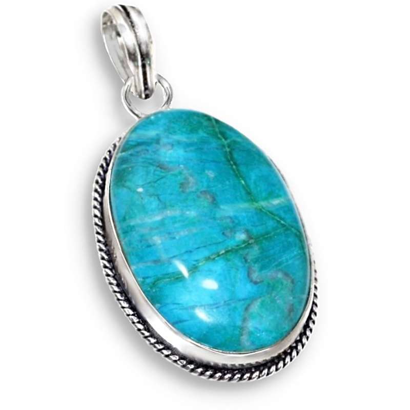 Natural Howlite Oval Gemstone set in 925 Sterling Silver Plated Handmade Pendant