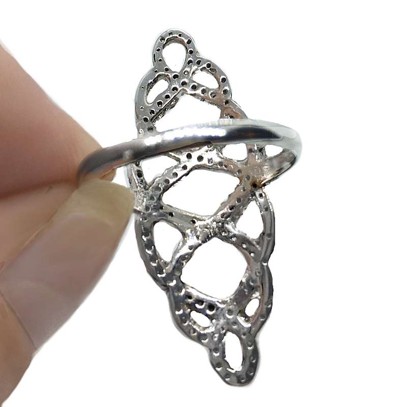 Trendy White Cubic Zirconia  Silver Filled Ring Size 7.75